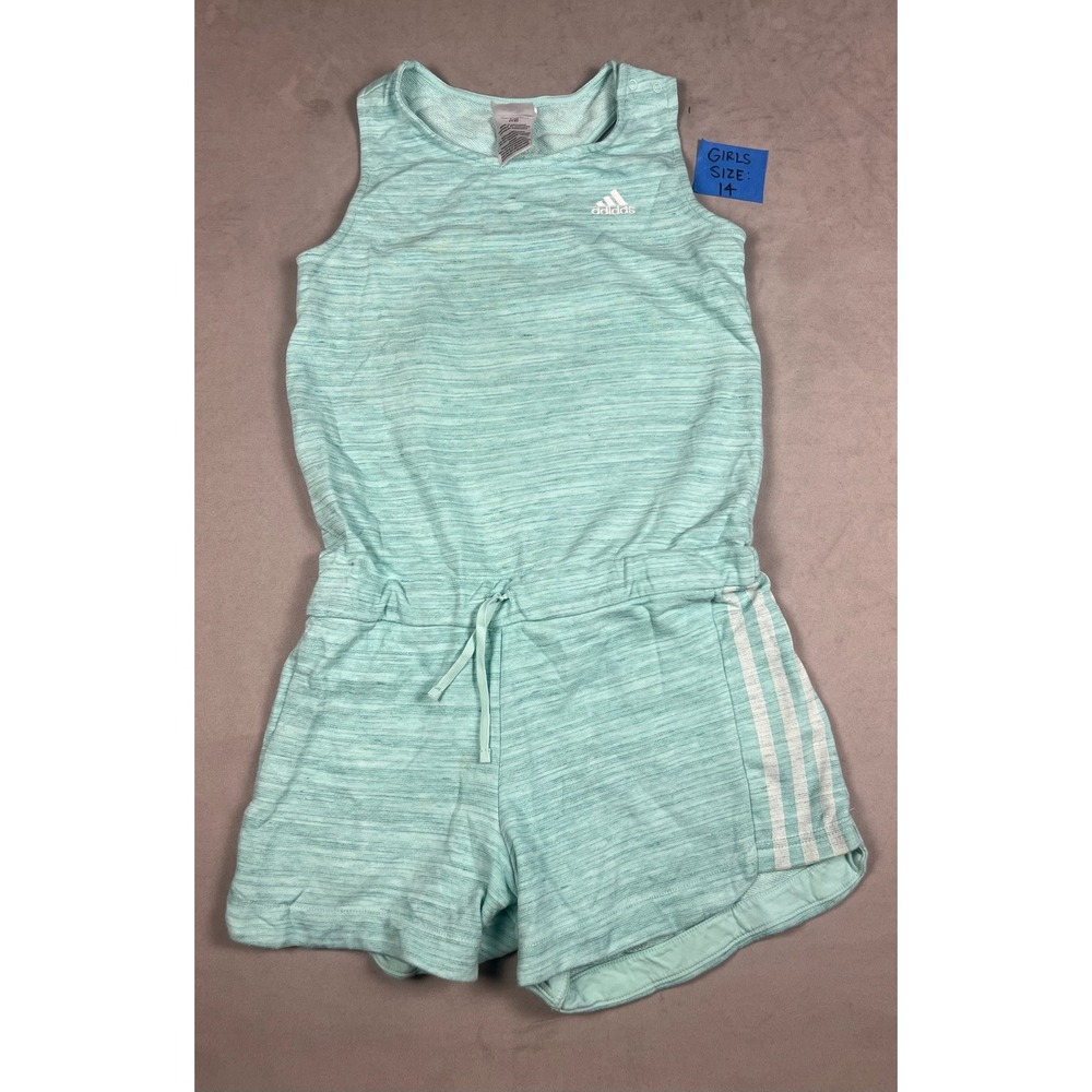 Adidas Girls Mint Green Space Dye Sleeveless Romper Size 14 Large Athletic‎